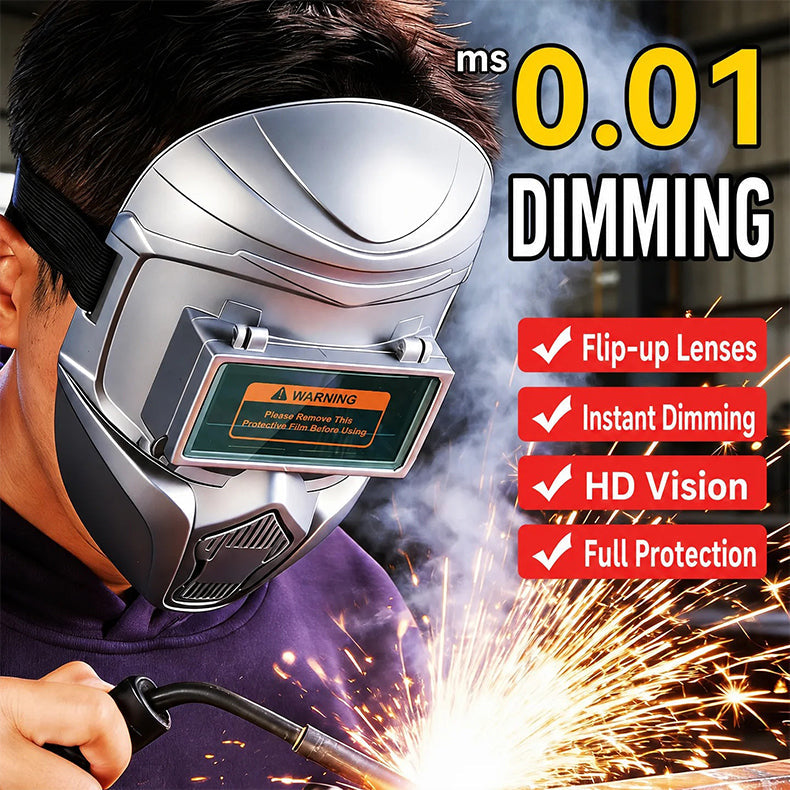 🥽💥Felhajtható hegesztősisak világítással. Automatikus sötétedés és teljes arcvédelem jellemzi.
