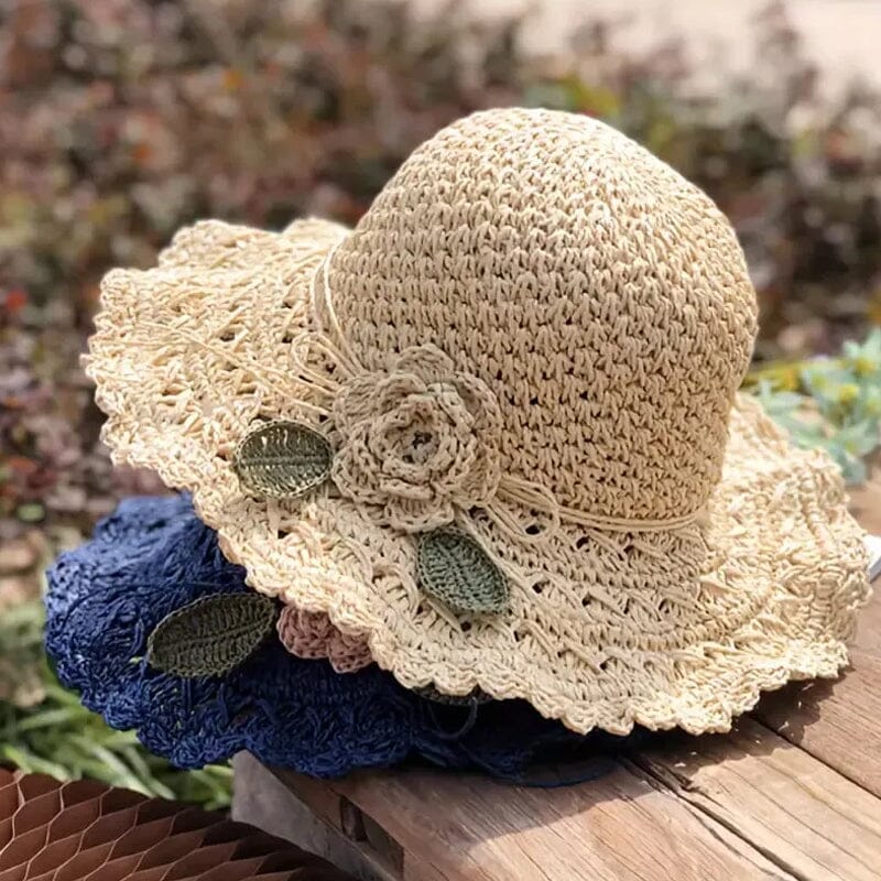 👒 Elegáns, kézzel kötött szalmakalap fodros részletekkel