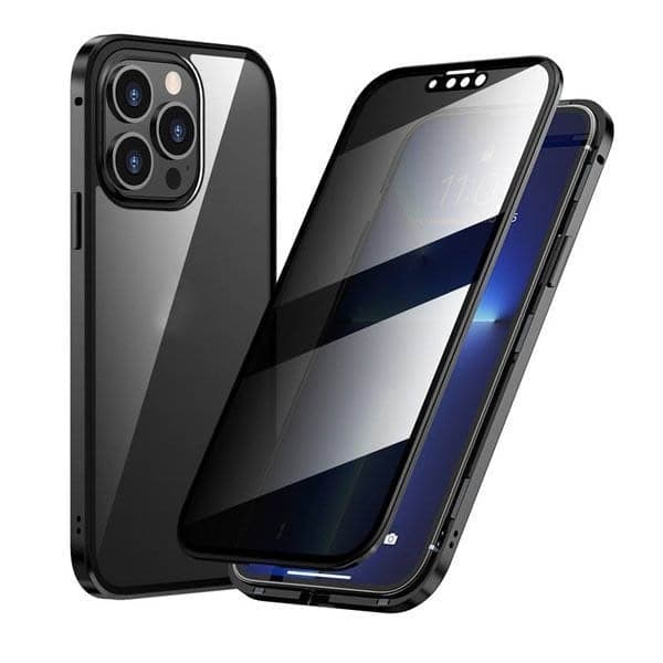 Mágneses iPhone tok tükröződésmentes üveggel és fémmel