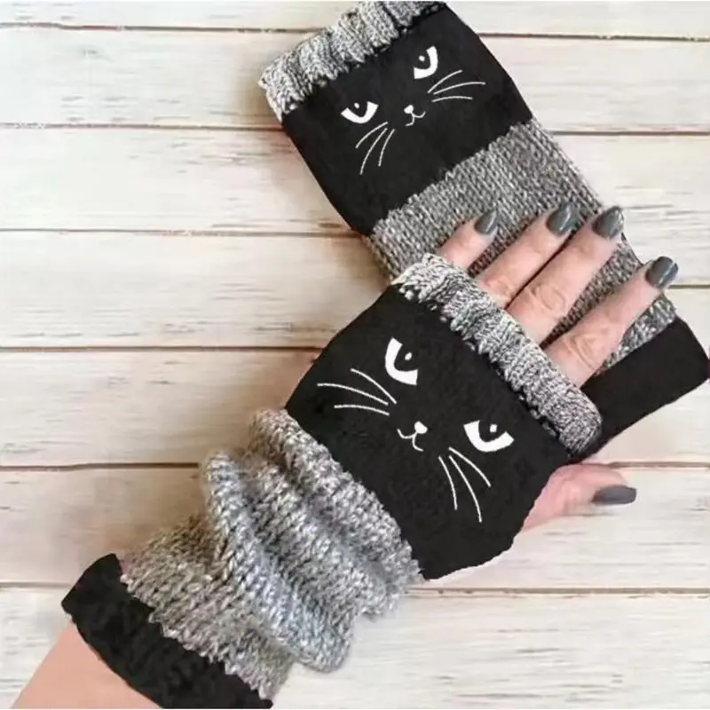 🐱 Cuki női kötött macskás kesztyű🧤🧶