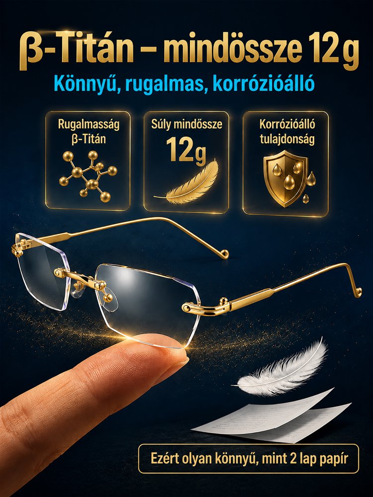 Fokozatosan tisztuló, fényre sötétedő olvasószemüveg