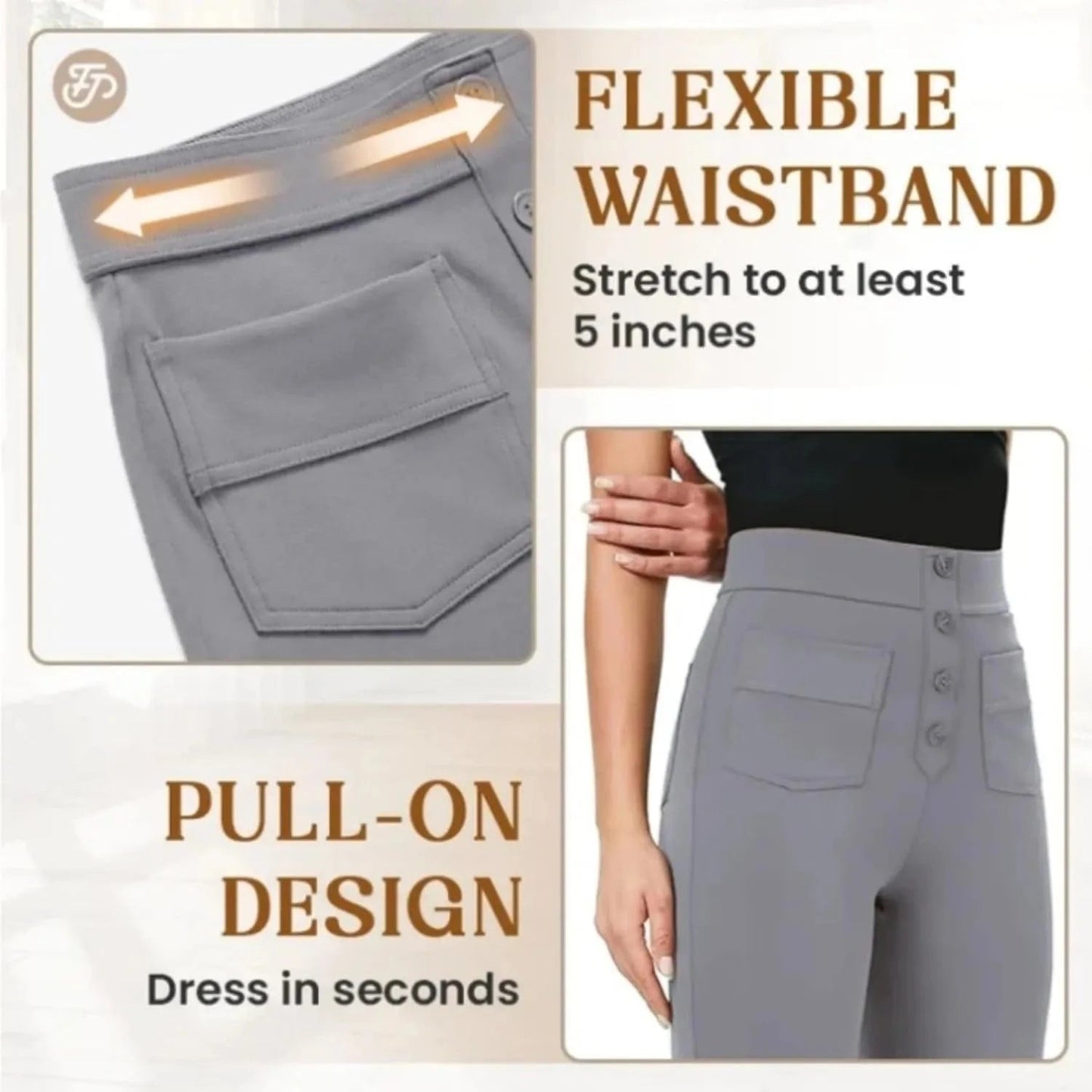 Magas derekú elasztikus szabadidőnadrág