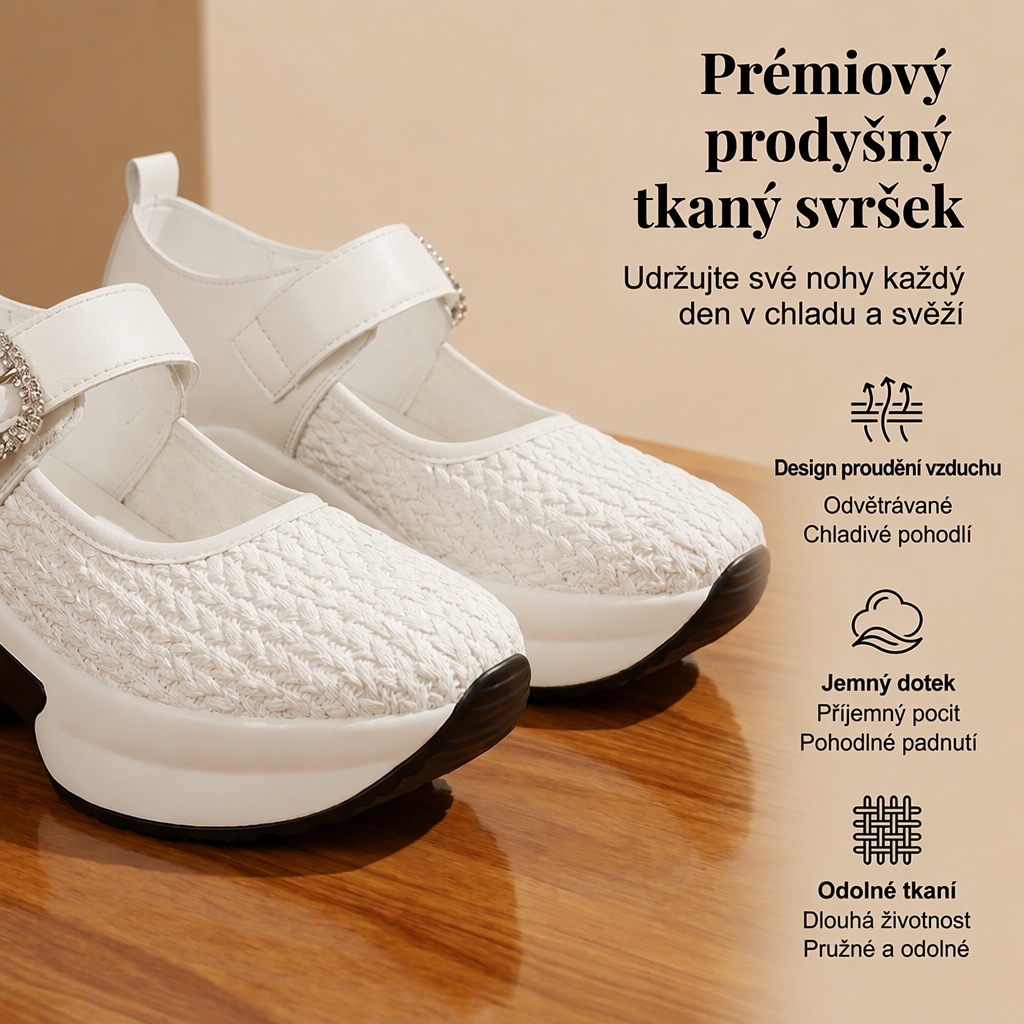 Azonnali, kényelmes alaknövelés női platform Mary Jane papuccsal, légáteresztő, szőtt felsőrésszel. Utánvétes fizetés! 👡