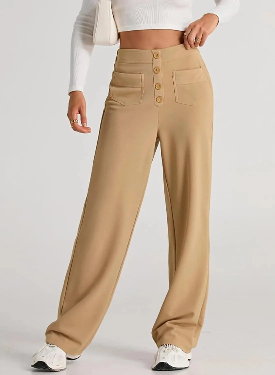 Magas derekú elasztikus szabadidőnadrág