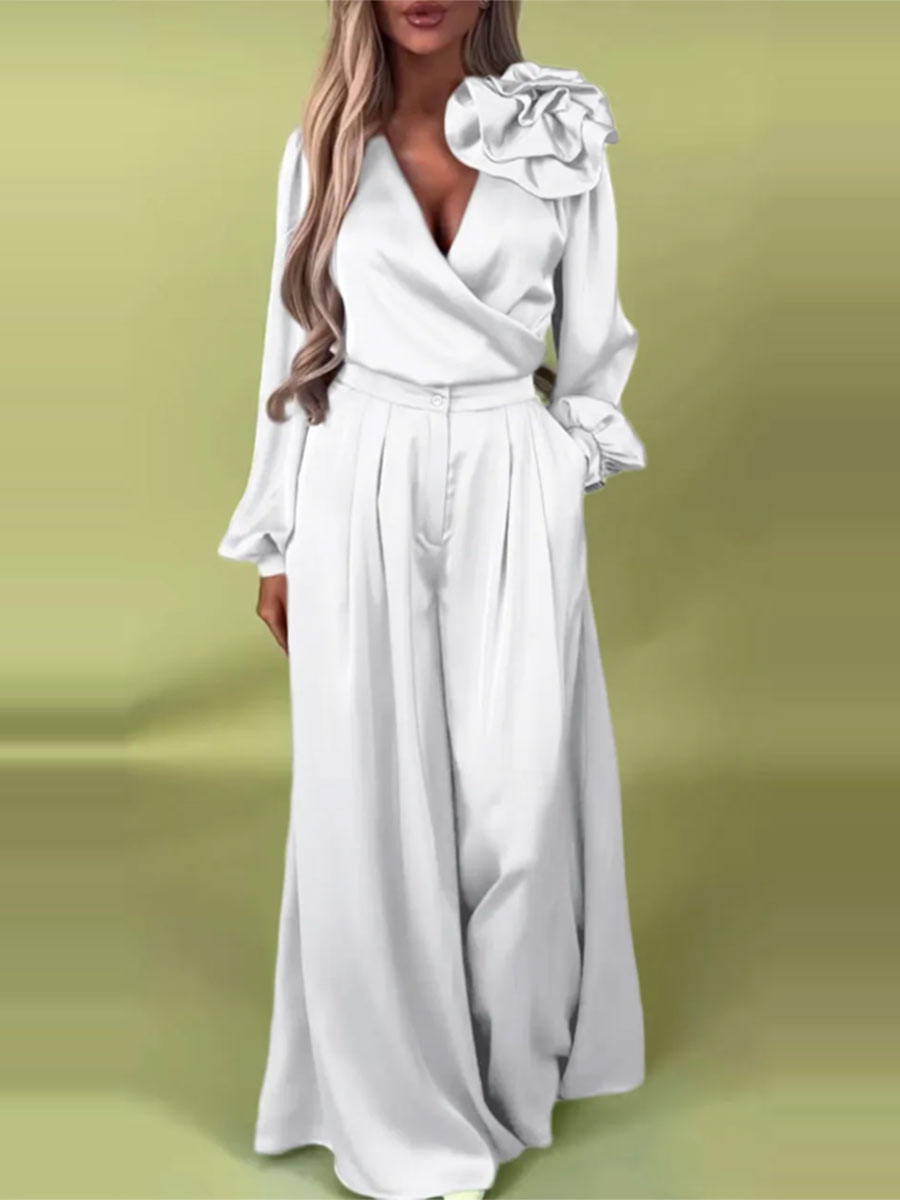 Luxus szett szatén inggel és bő nadrággal