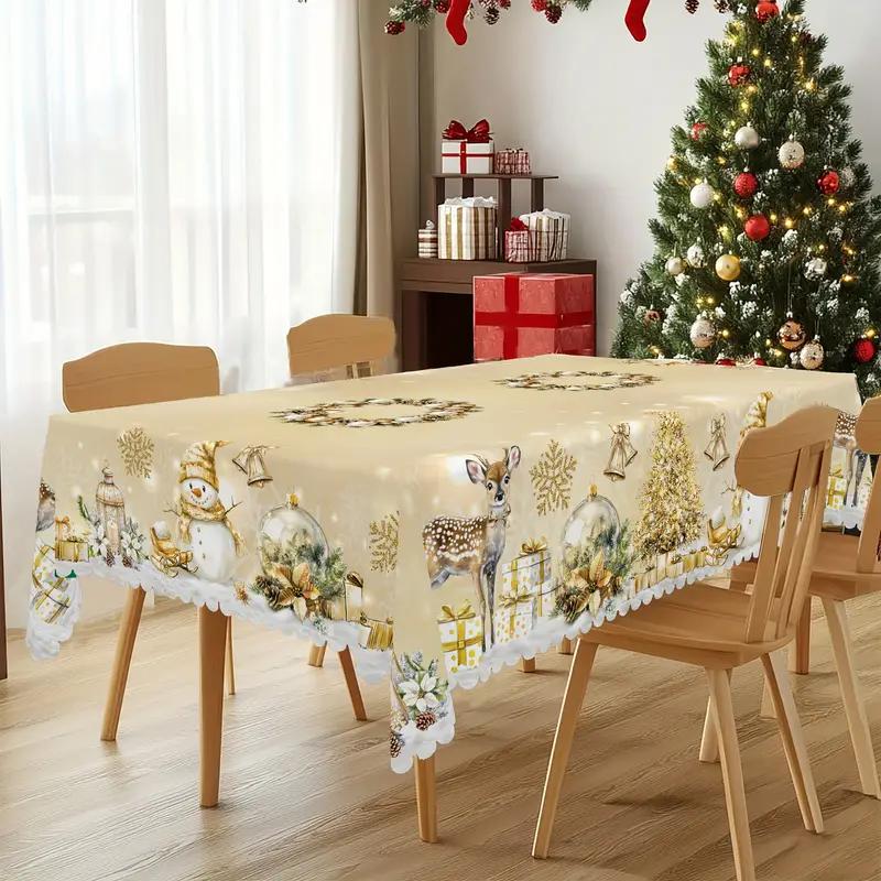 Prémium karácsonyi terítő – bájos Mikulás és rénszarvas motívum az örömteli családi pillanatokhoz