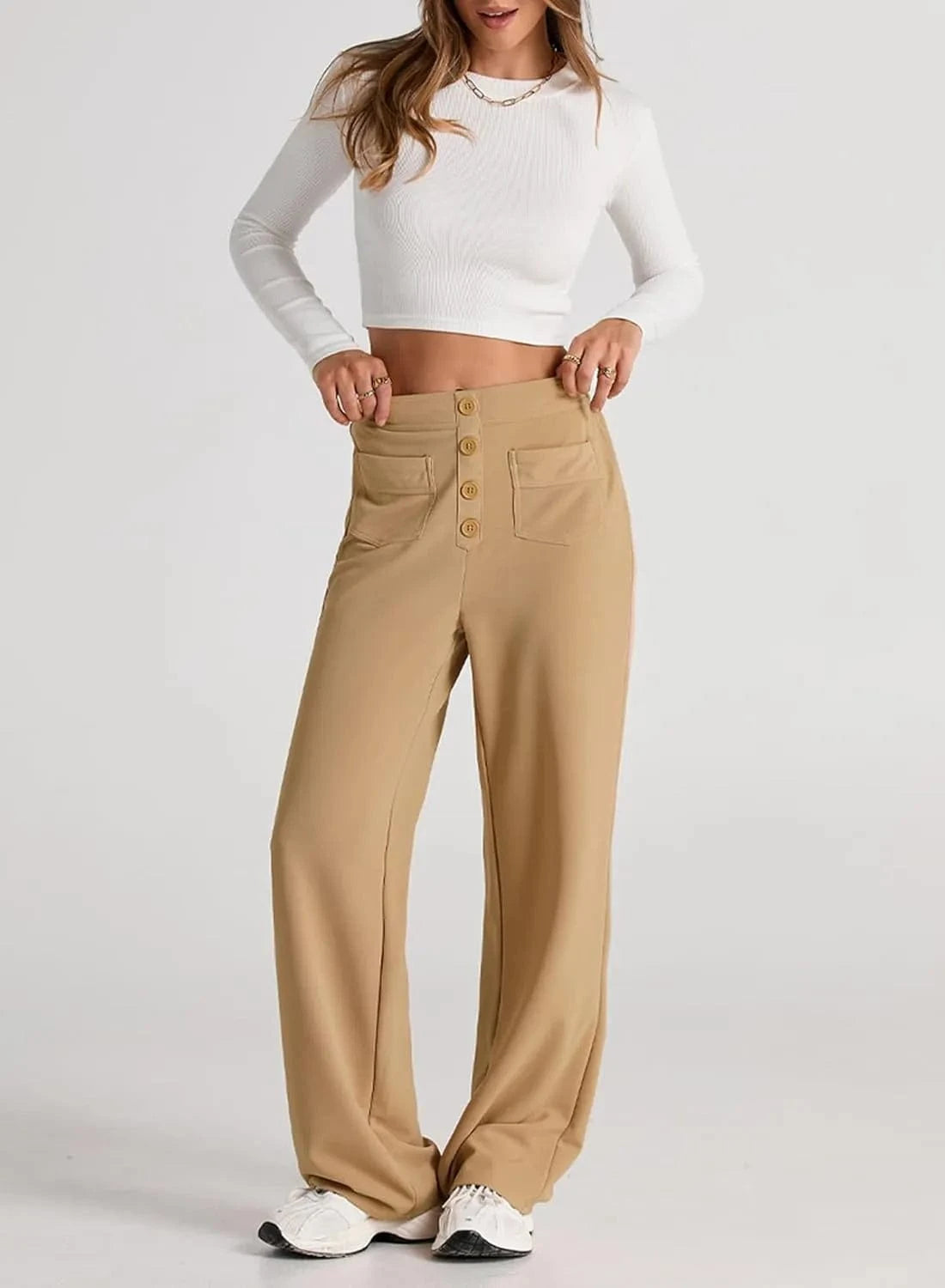 Magas derekú elasztikus szabadidőnadrág