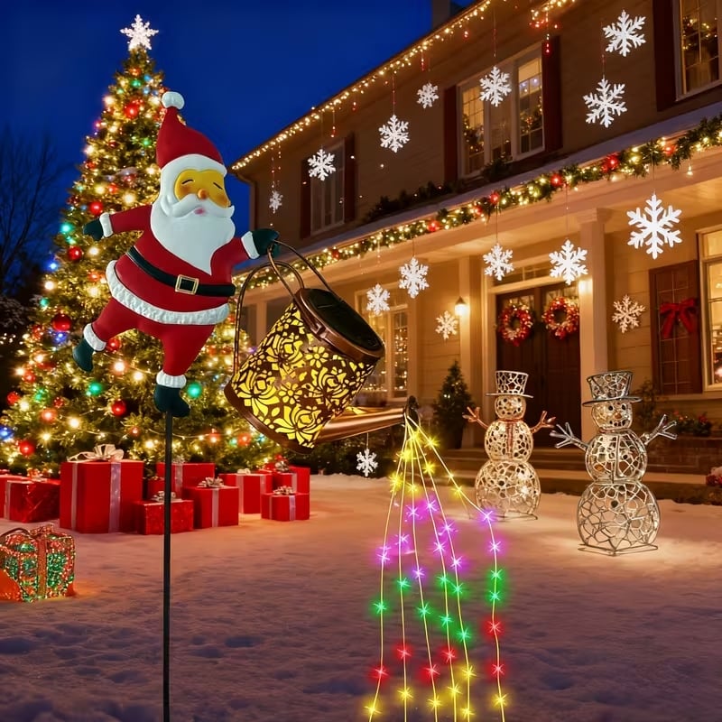 🎅 Mikulás napelemes lámpa - Varázslatos fény tölti be kertedet ünnepi ragyogással. ✨