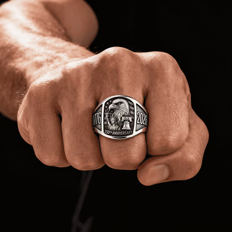 🎖️250. évforduló 1776–2026 Emlék sas gyűrű🦅