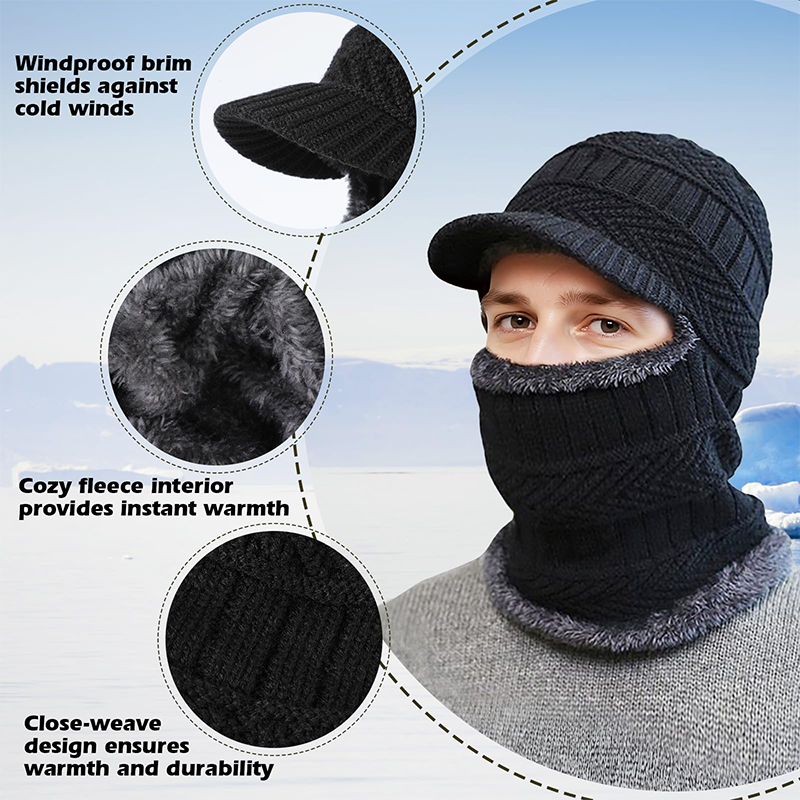❄️🧢 3 az 1-ben téli balaclava napellenzővel – Meleg hővédő kapucni, védi a fejet, nyakat és arcot a hidegtől, széltől és hótól✨